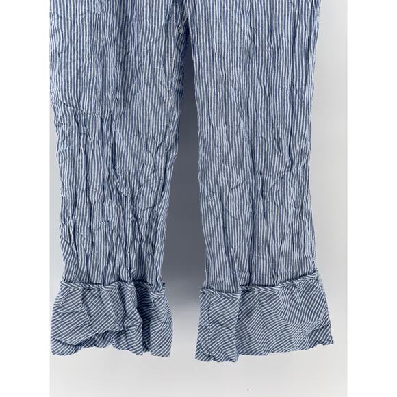 ZARA Women's Blue-White Striped Relaxed Fit Straight Leg Wide-Cuff Pant SZ M - Picture 7 of 10